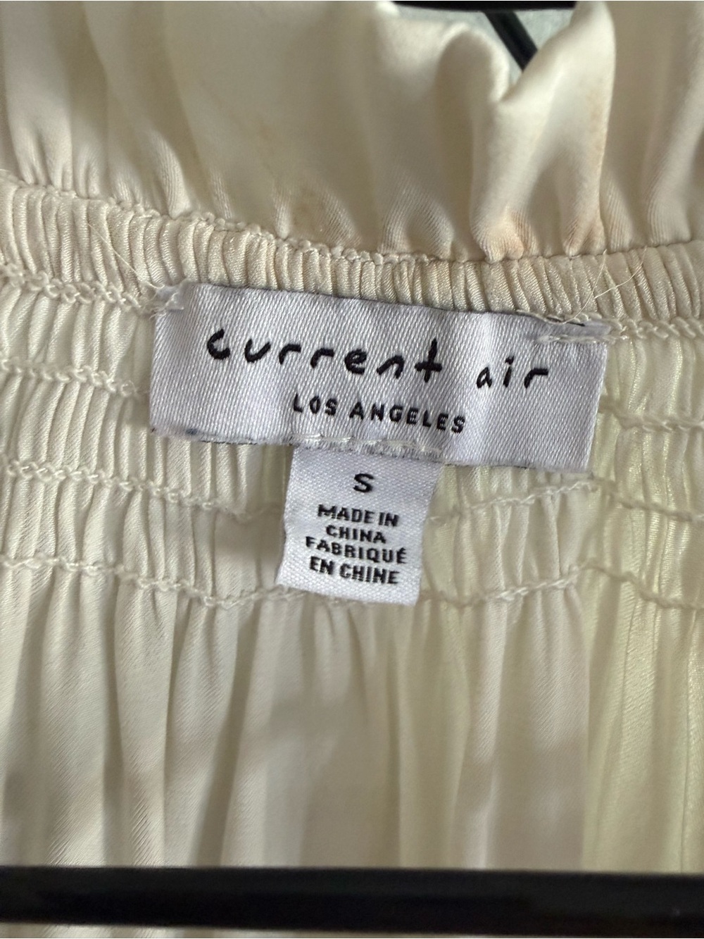 Current Air Cream Shirred Neck Blouse